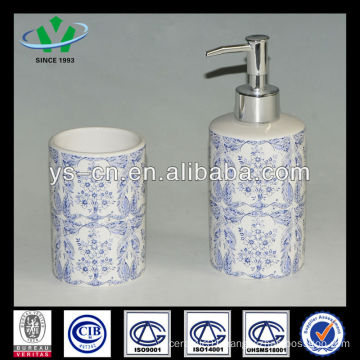 Blue Ceramic Bottle With Plastic Pump Skincare Bottle